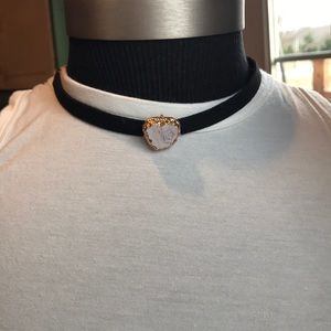 Marble stone black choker